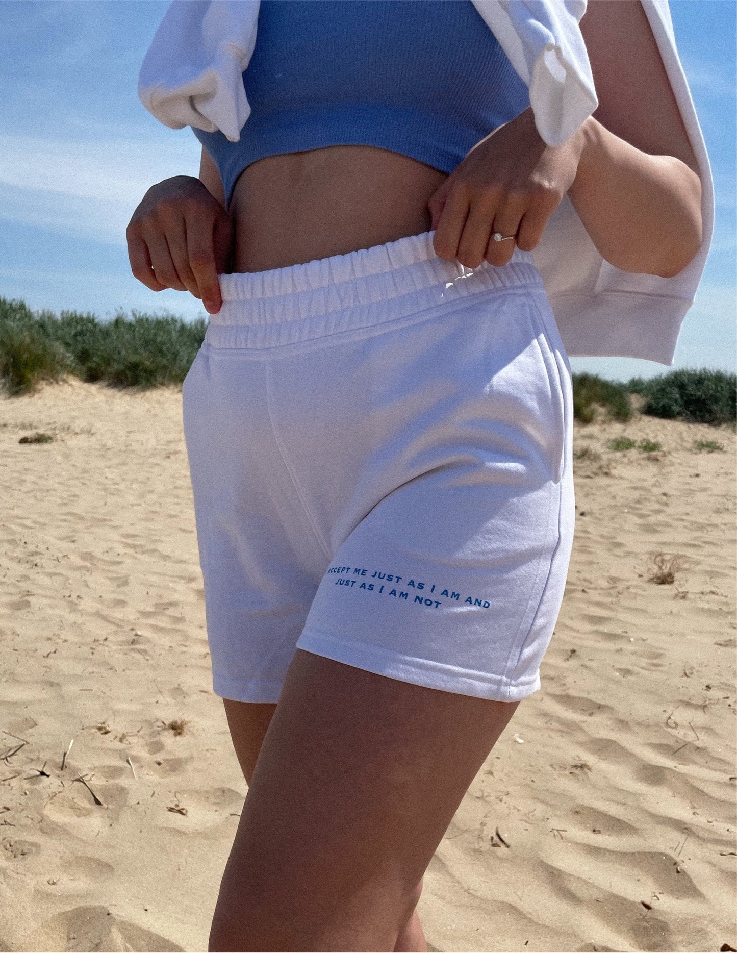 SELF ACCEPTANCE SHORTS-WHITE